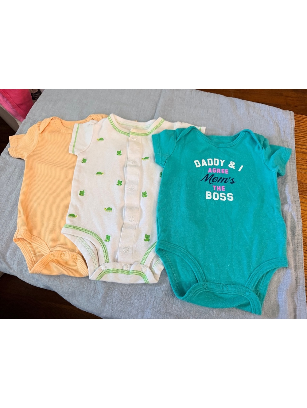 Carters Baby Bodysuit Lot 6-9M Turtle Frog Short Sleeve 3 Piece
